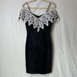 Scott McClintock Black and White Lace Mini Dress